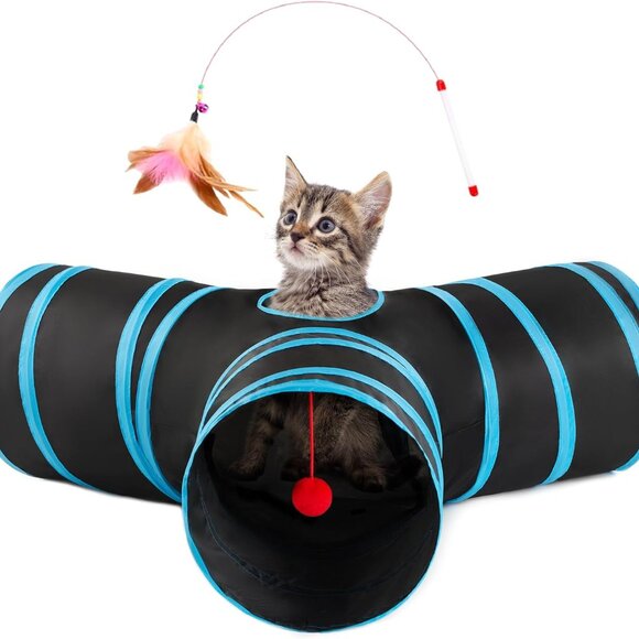 Other - Cat Tunnel Tube Toys 3 Way Collapsible, Cat Tunnels for Indoor Cats,Kitten Tunne